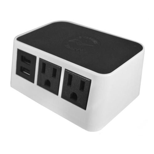 Raffel Duo Wireless Charging Power Station, 2 AC Outlets and 2 USB-A Charging Ports, White